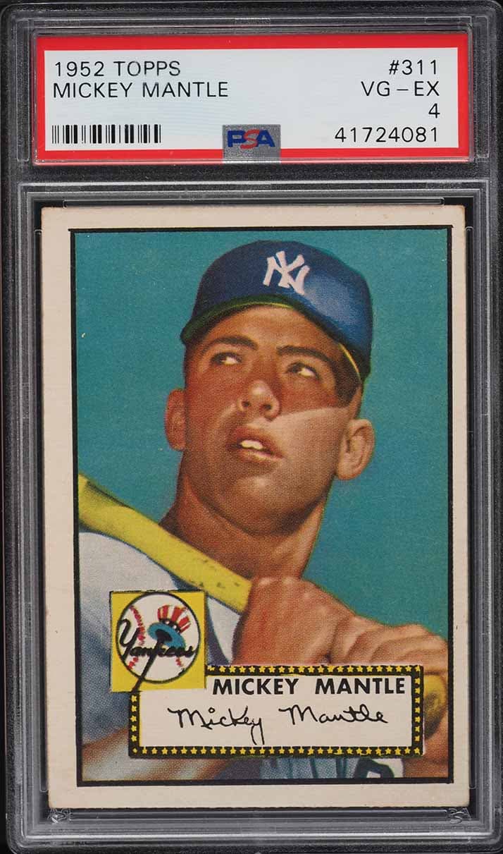 1952 Topps Mickey Mantle card graded PSA 4